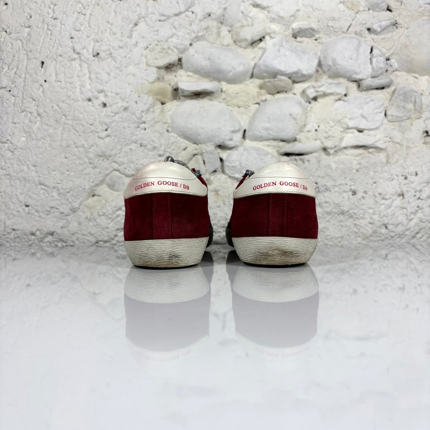 Golden goose Superstar bordeaux con stella e talloncini e bianchi 41