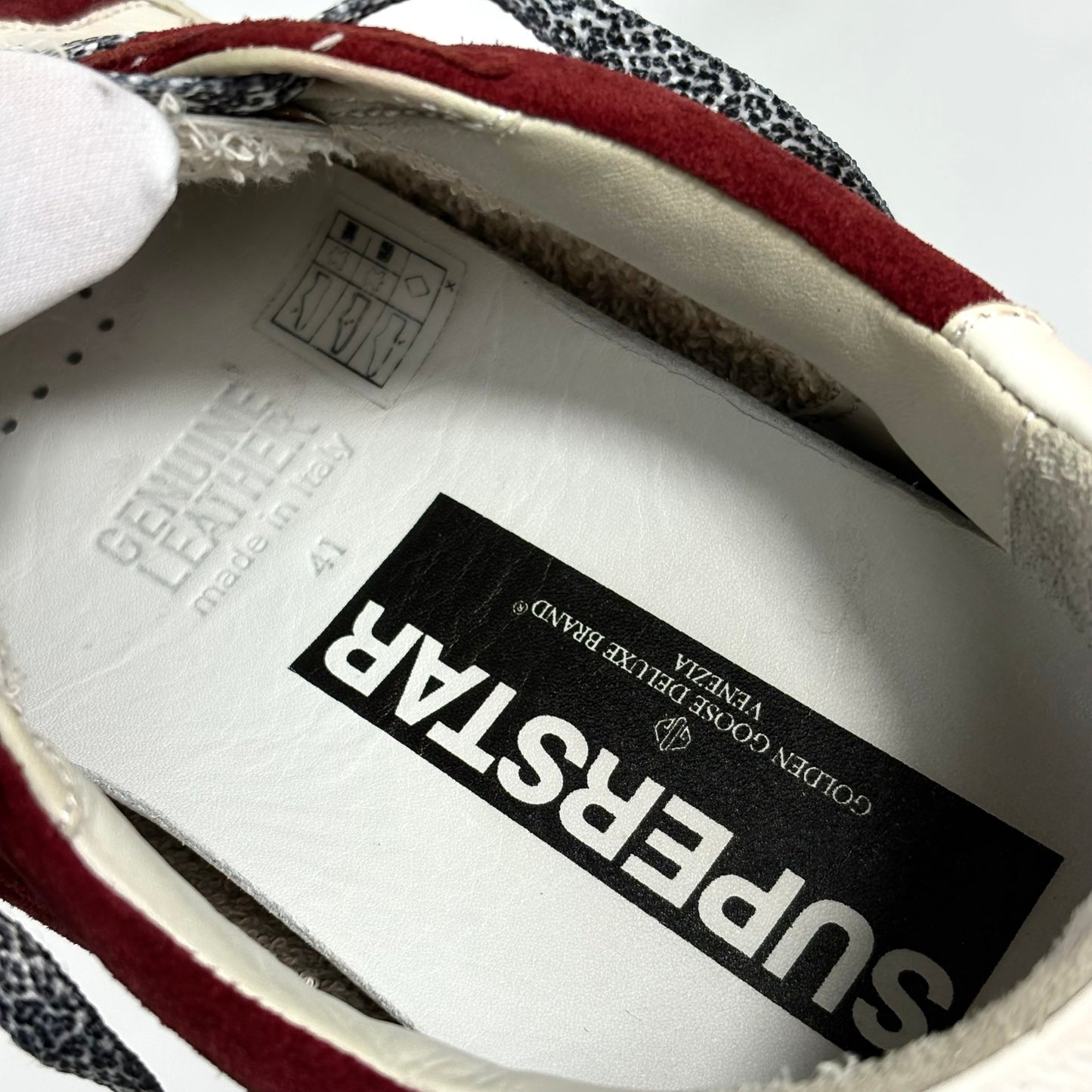 Golden goose Superstar bordeaux con stella e talloncini e bianchi 41