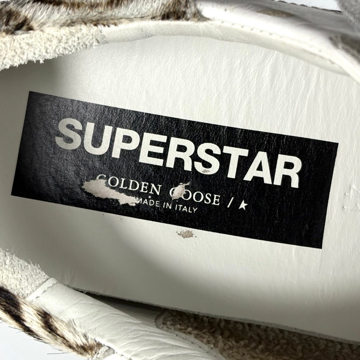 Golden goose Superstar bianche con stella argento e talloncini zebrati 41