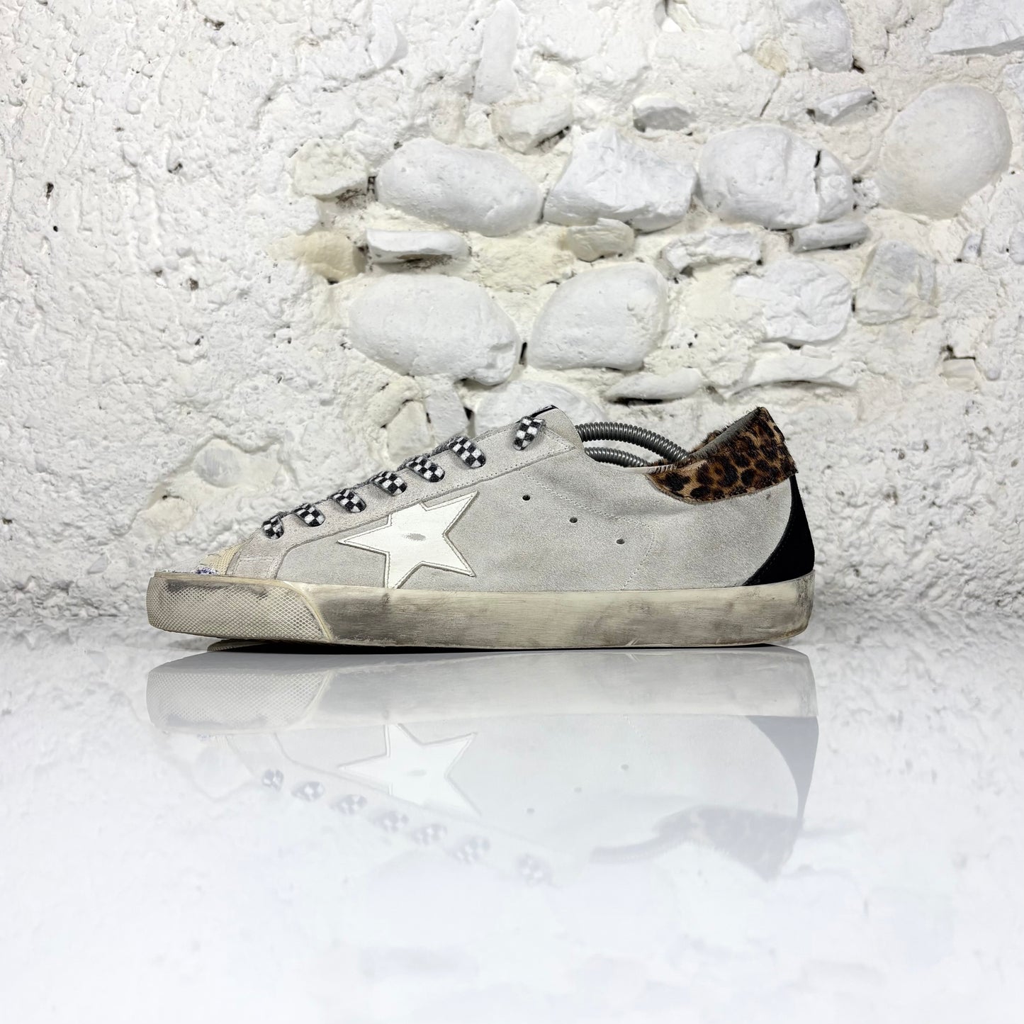 Golden goose Superstar LTD grigie con stella bianca e talloncini maculati 44