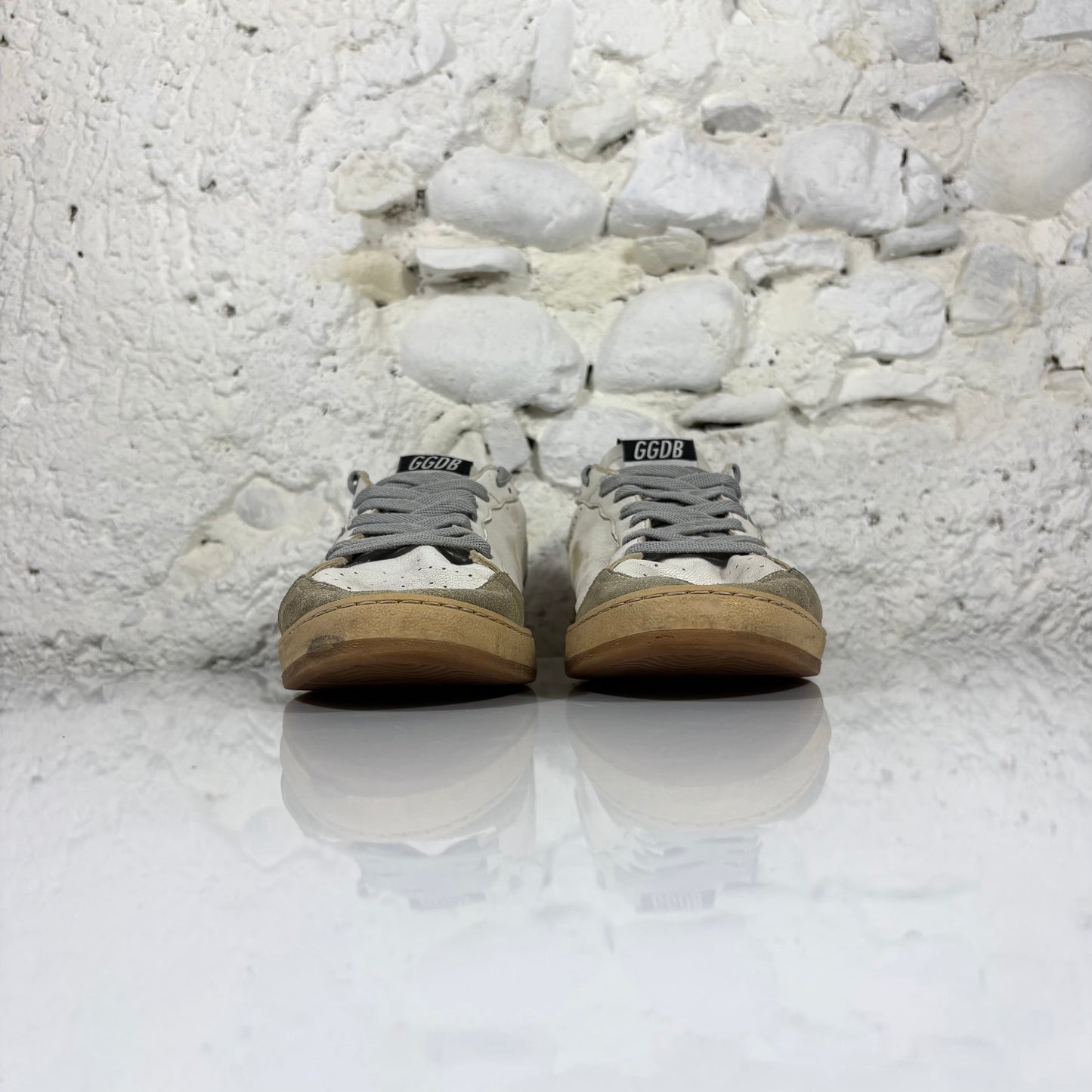 Golden goose Ballstar bianche "Never stop dreaming" con stella tortora e talloncini neri 42