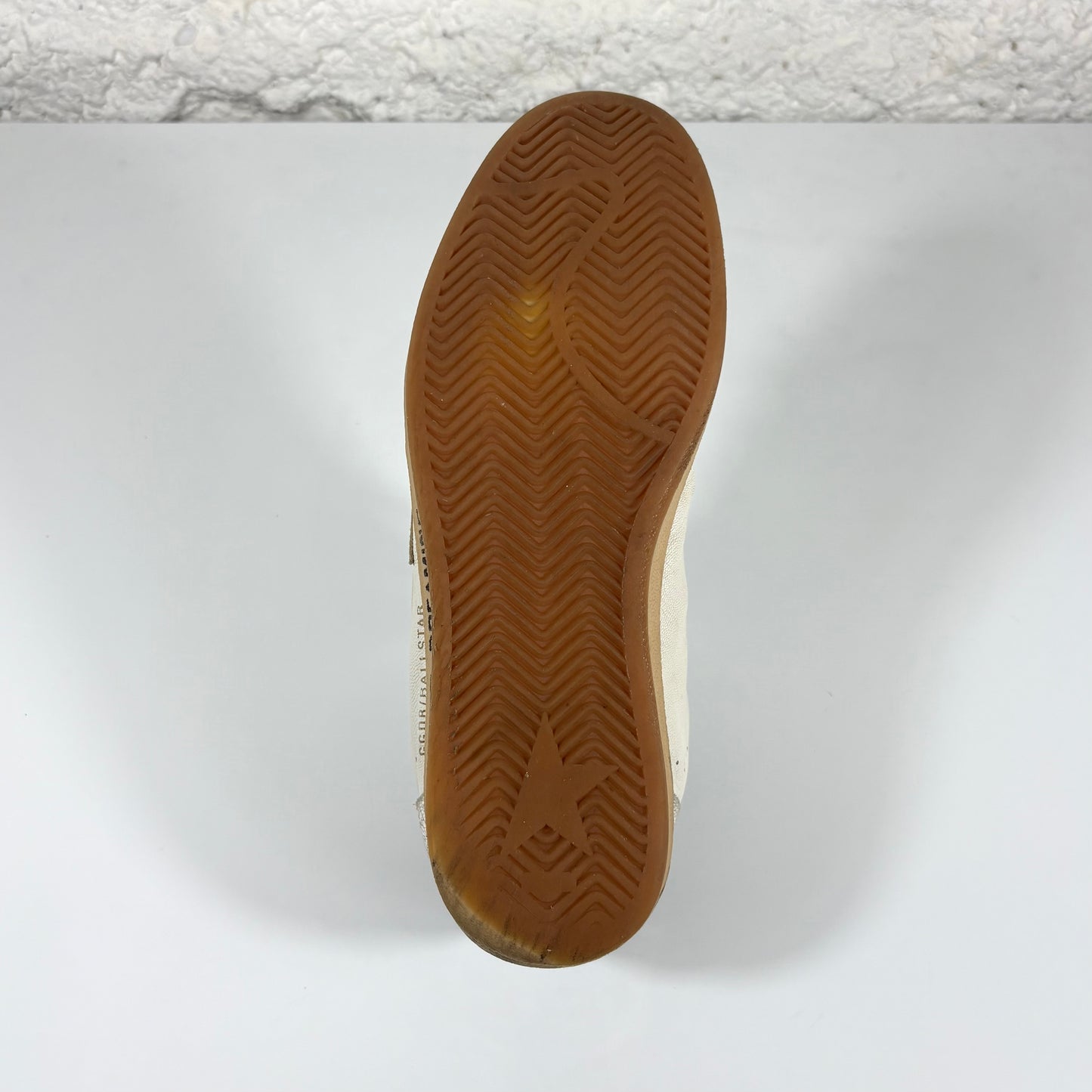 Golden goose Ballstar bianche "Never stop dreaming" con stella tortora e talloncini neri 42