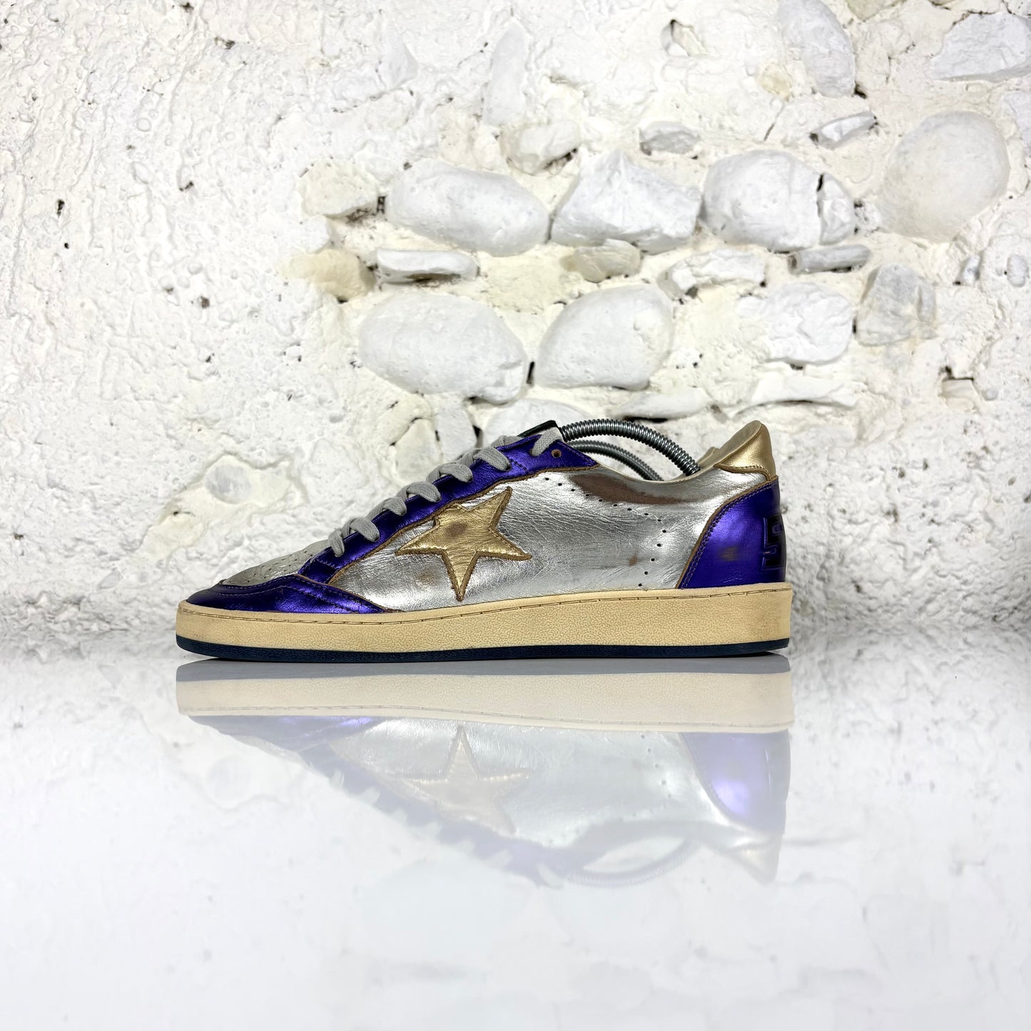 Golden goose Ballstar argento, blu e oro 41