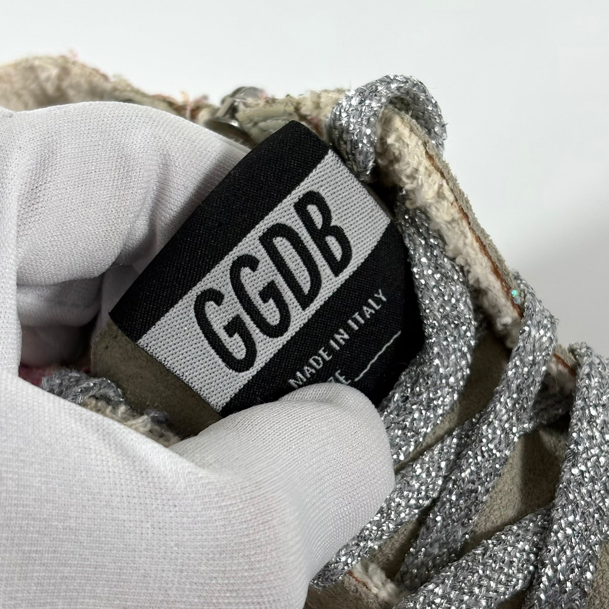 Golden goose Francy rosa a paillettes con stella grigia e inserti oro 35