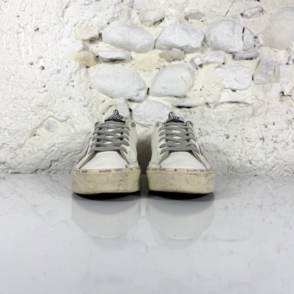 Golden goose Hi Star bianche con stella e talloncini argento 38