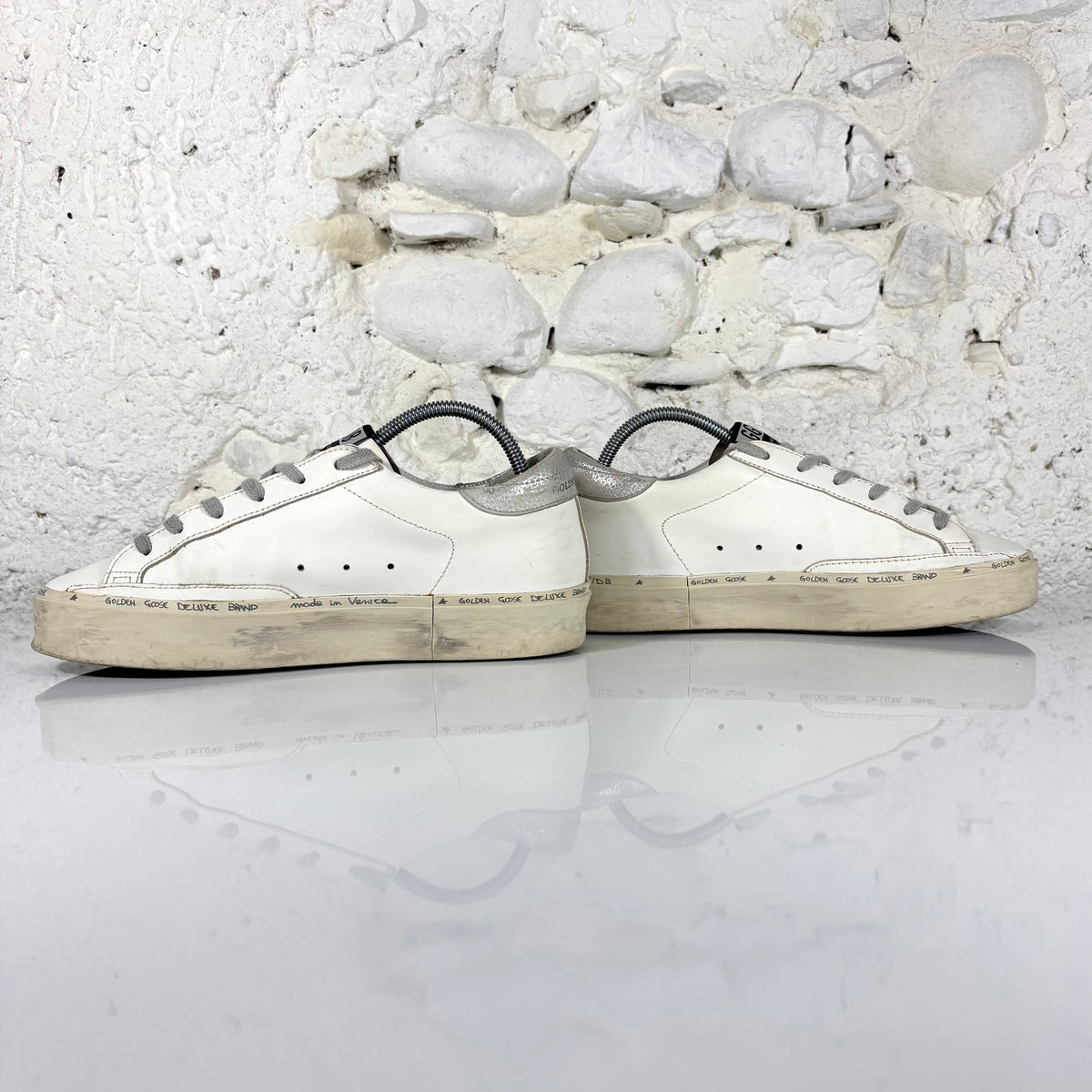 Golden goose Hi Star bianche con stella e talloncini argento 38