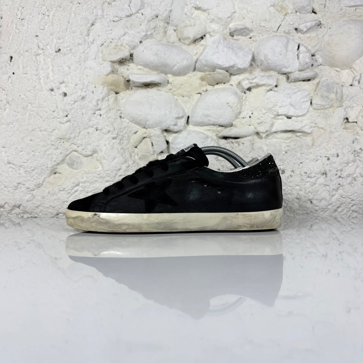 Golden goose Superstar nere con talloncini neri brillantinati 40