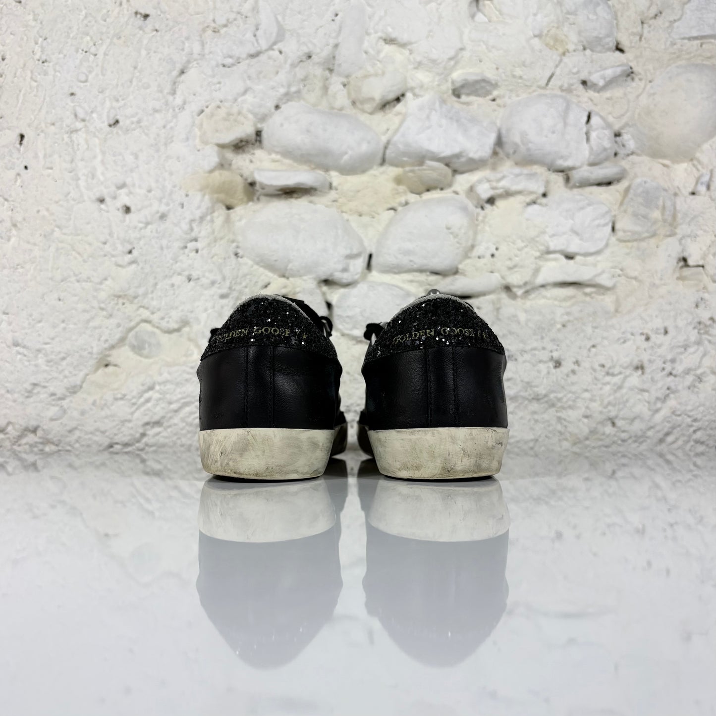 Golden goose Superstar nere con talloncini neri brillantinati 40