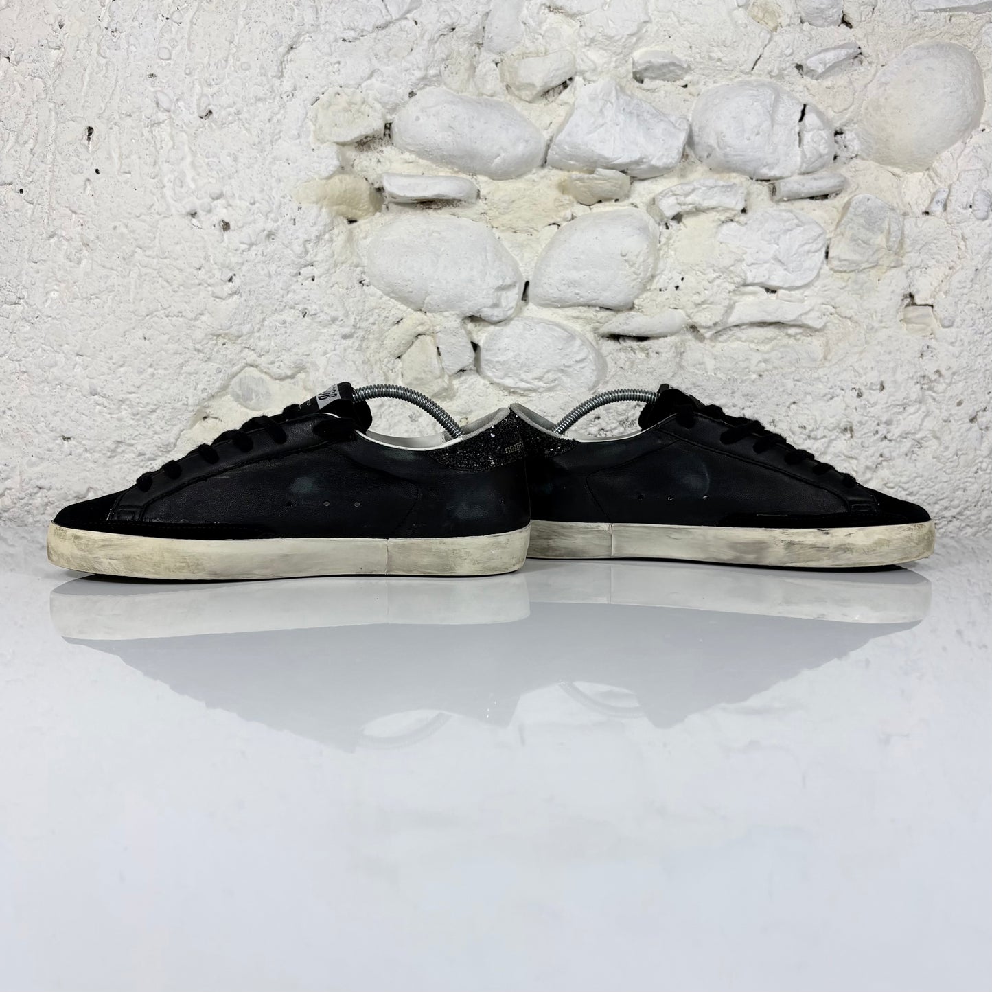Golden goose Superstar nere con talloncini neri brillantinati 40