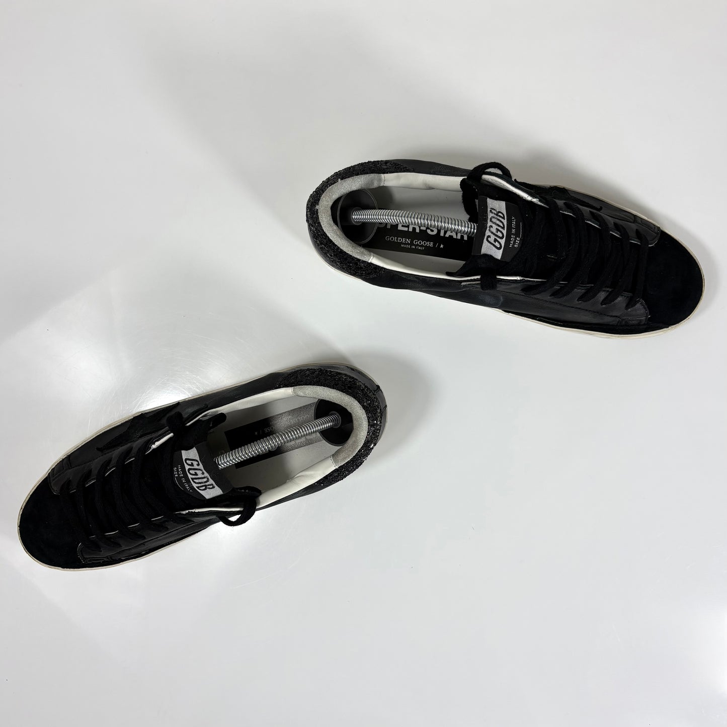 Golden goose Superstar nere con talloncini neri brillantinati 40