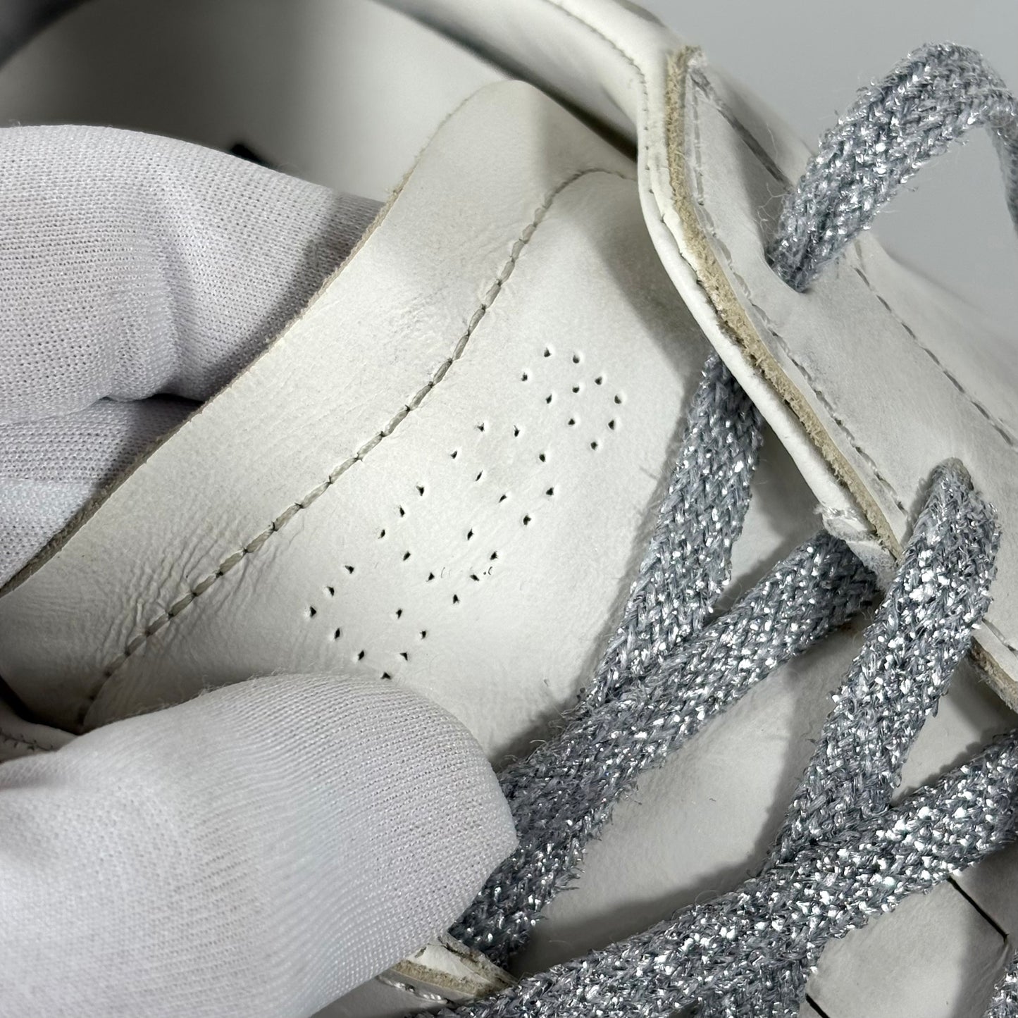Golden goose Superstar bianche con stella argento e talloncini bianchi con macchie viola 41