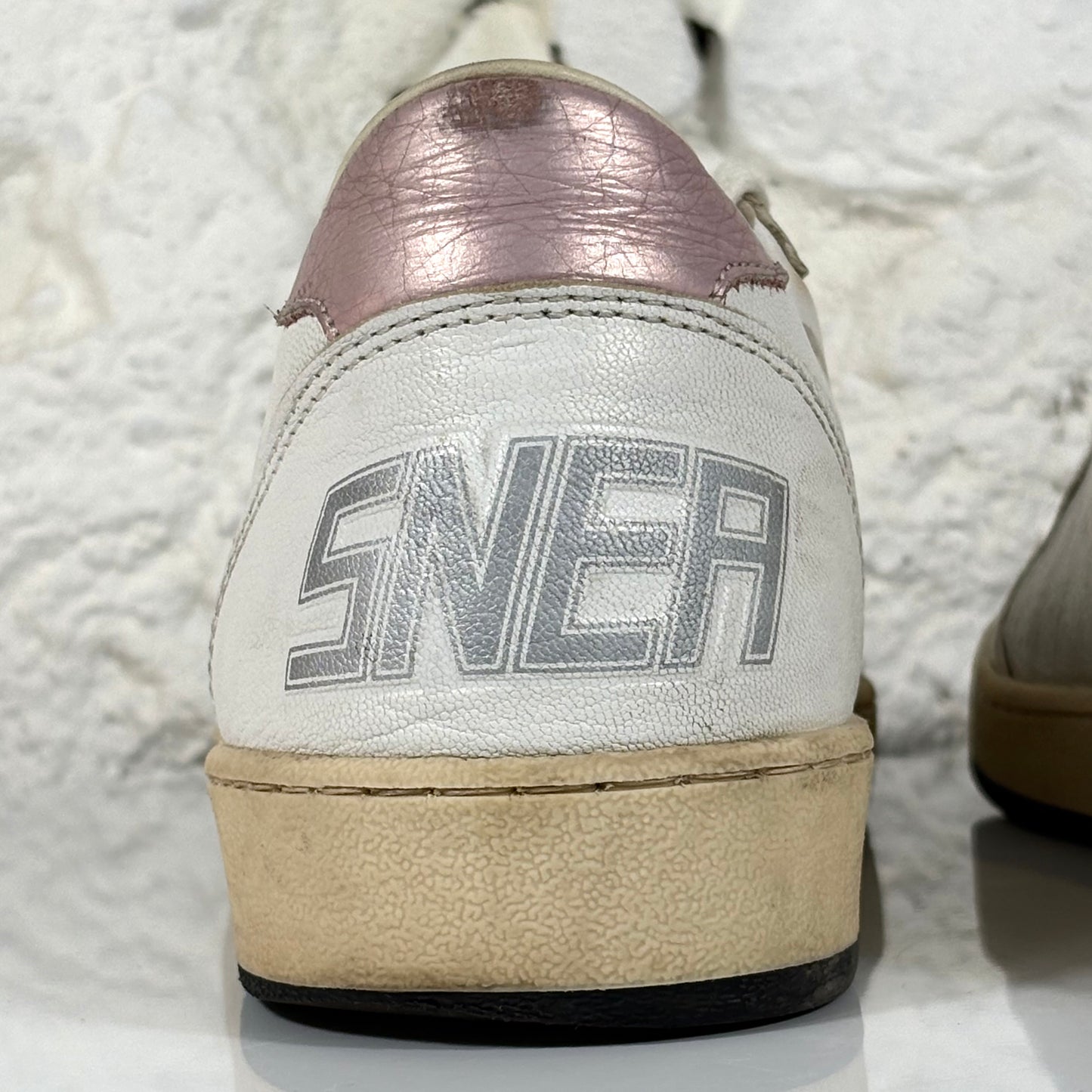 Golden goose Ballstar bianche con stella verde scuro e talloncini oro rosa 40