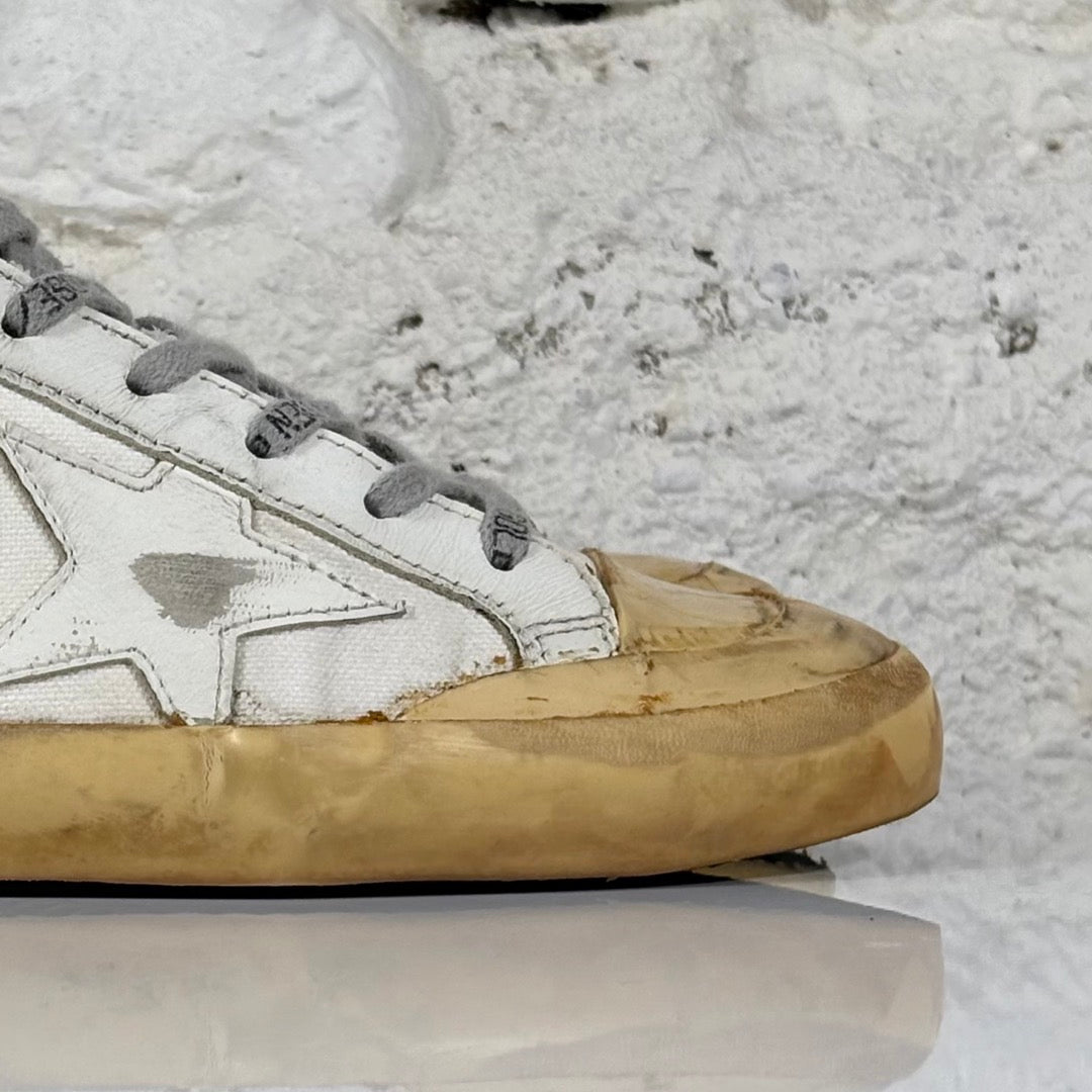 Golden goose Superstar LTD bianche in tela con punta e suola gialla 38