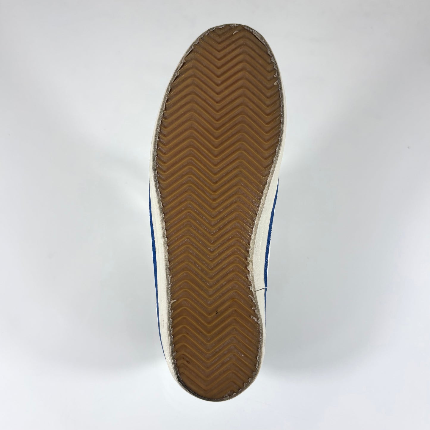 Golden goose Superstar bianche con linguetta marrone chiaro e linea blu sulla fascia della suola 39