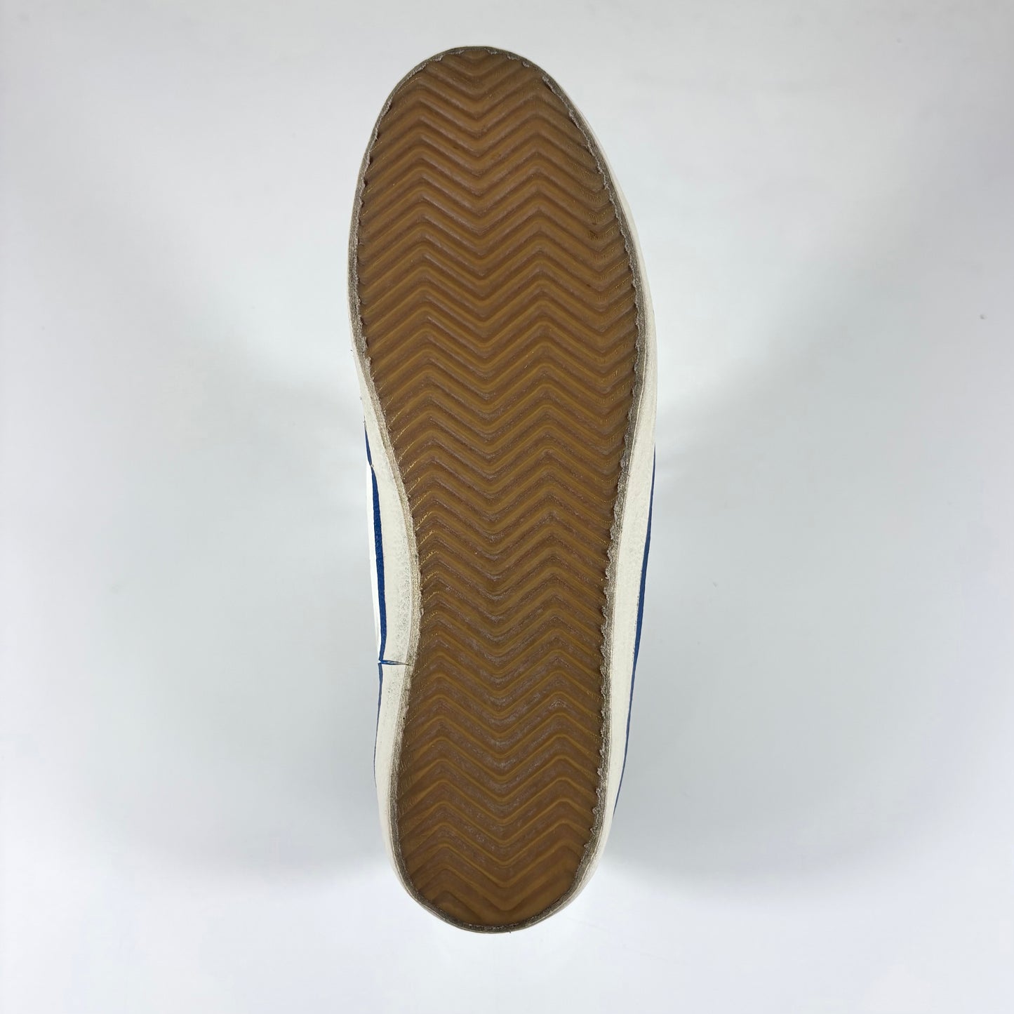 Golden goose Superstar bianche con linguetta marrone chiaro e linea blu sulla fascia della suola 39