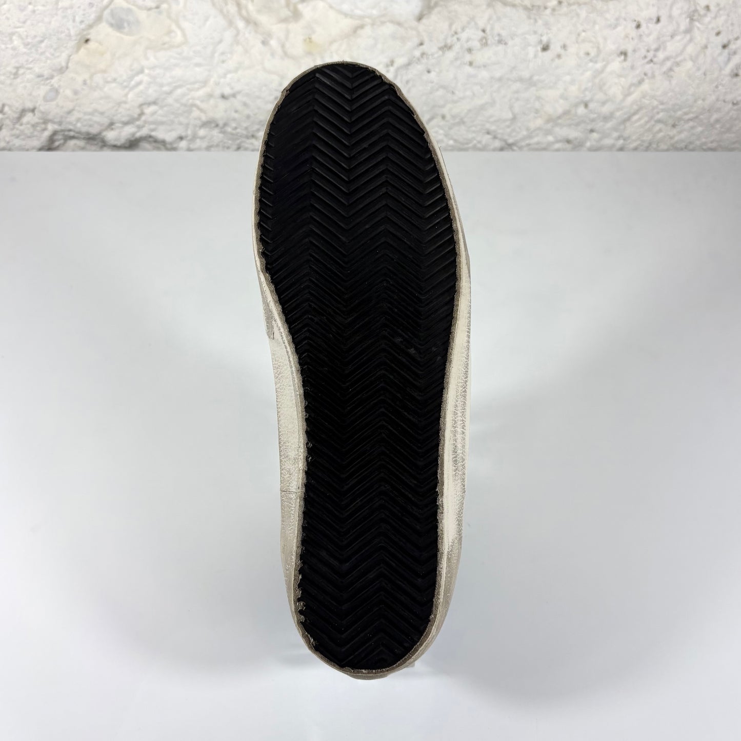 Golden goose Superstar bianche in pelle con linguetta in velluto blu e talloncini blu 41