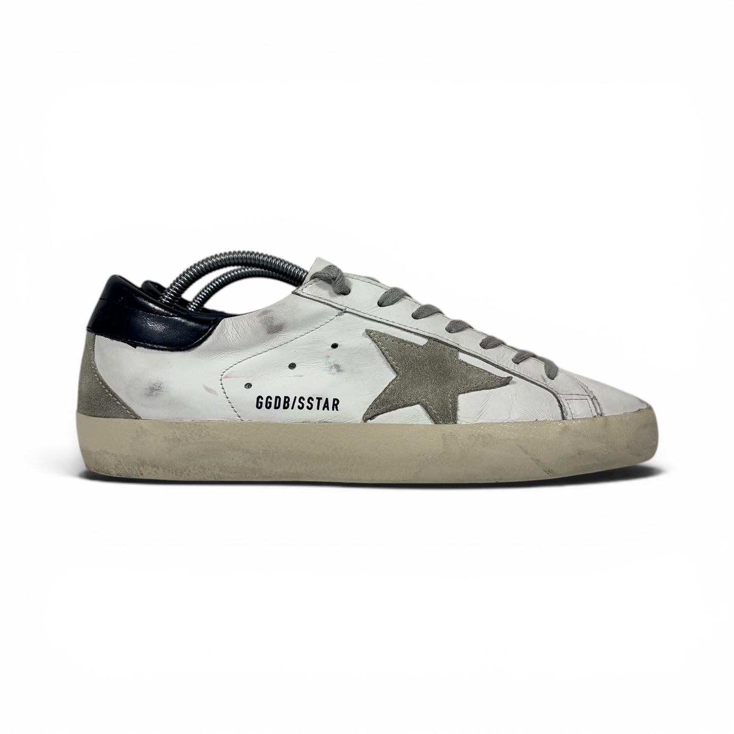 Golden Goose Superstar bianche con stella grigia e talloncini blu scuro 39