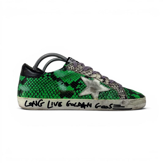 Golden goose Superstar a squame verdi con talloncino nero 38