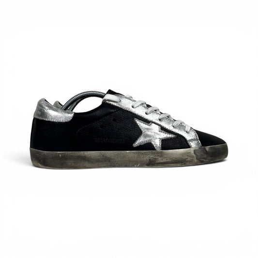 Golden goose Superstar "ARCHIVE" nere con stella e dettagli argento 40