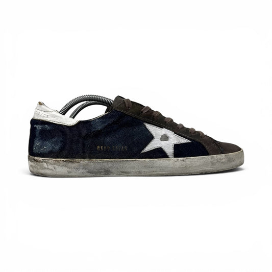 Golden goose Superstar blu in denim con stella e talloncini bianchi 42