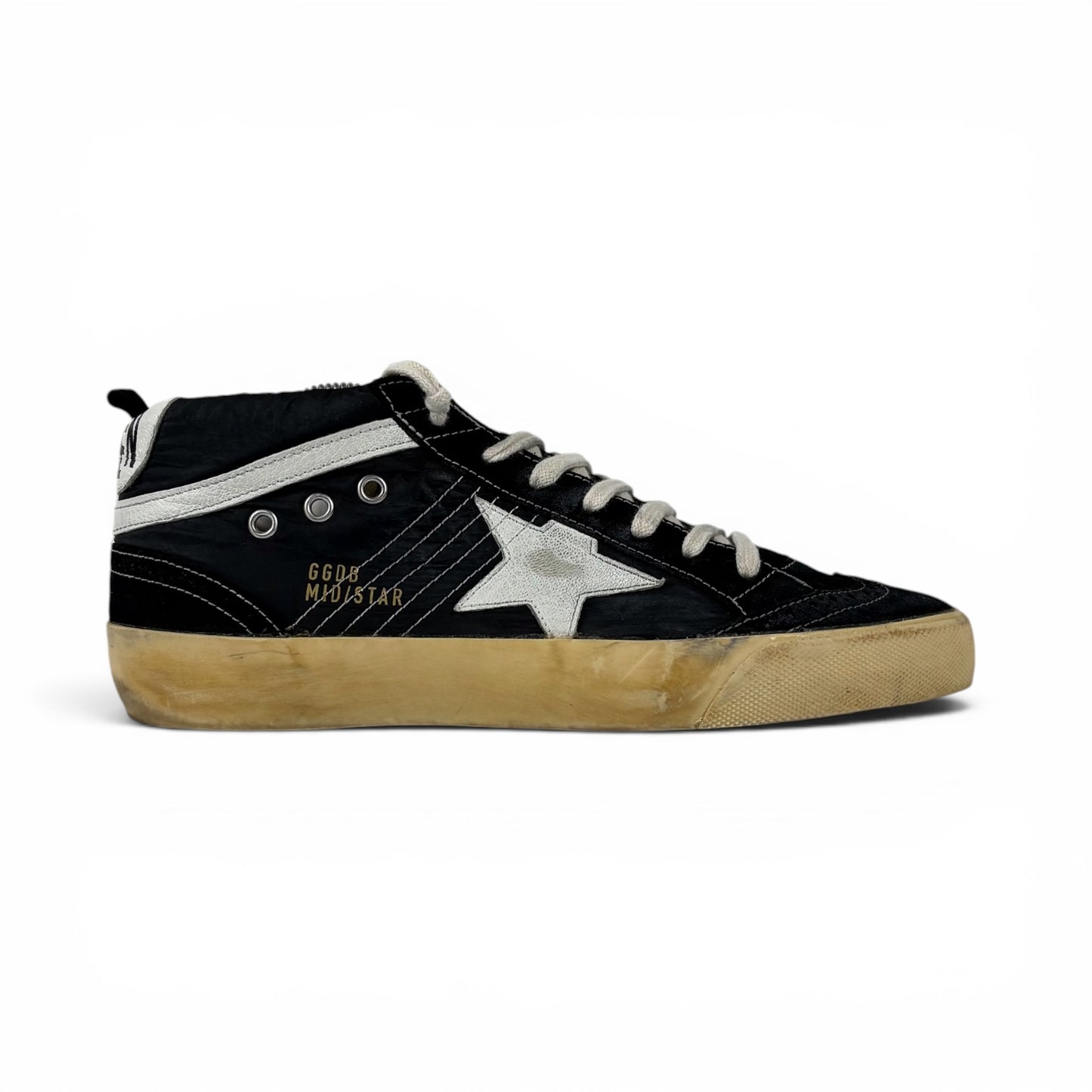 Golden goose Midstar nere con stella bianca in Nylon 41