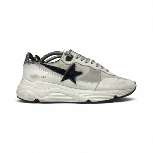 Golden goose Running Sole bianche con stella nera  e talloncini argento "glitter" 37