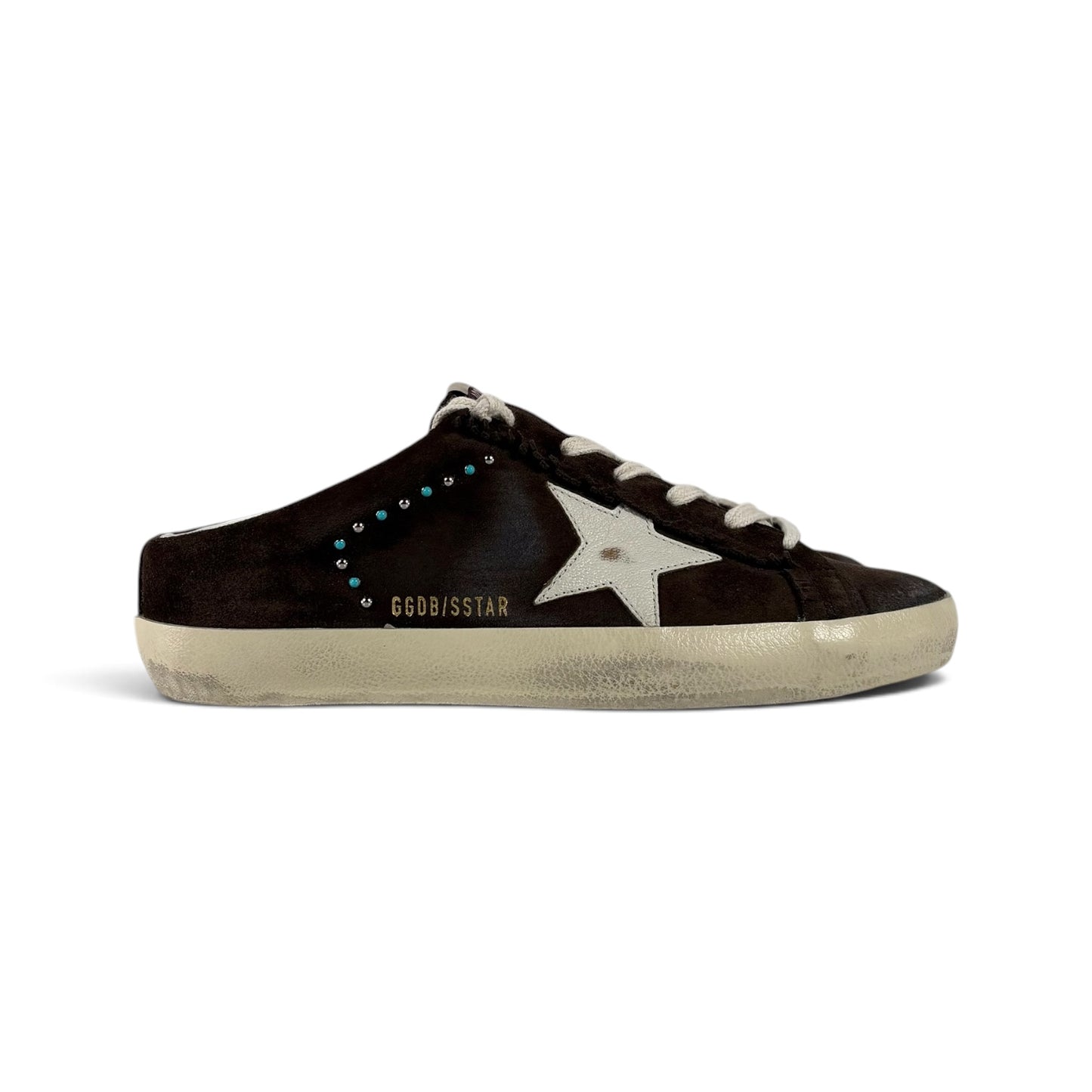 Golden goose Superstar Sabot marroni in pelle marrone scamosciata con perle 39
