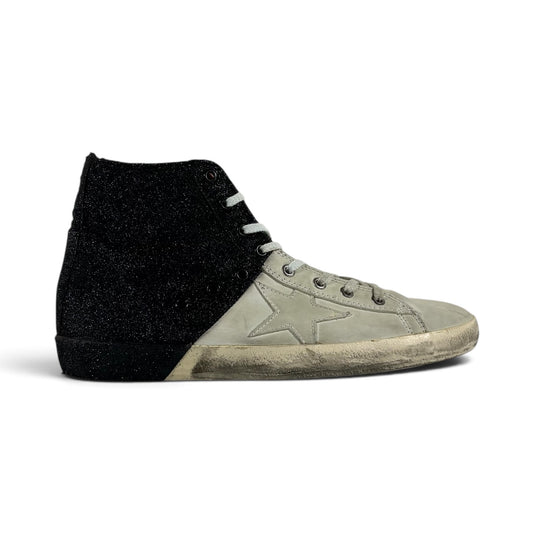 Golden goose Francy grigio avorio e nero glitter 42