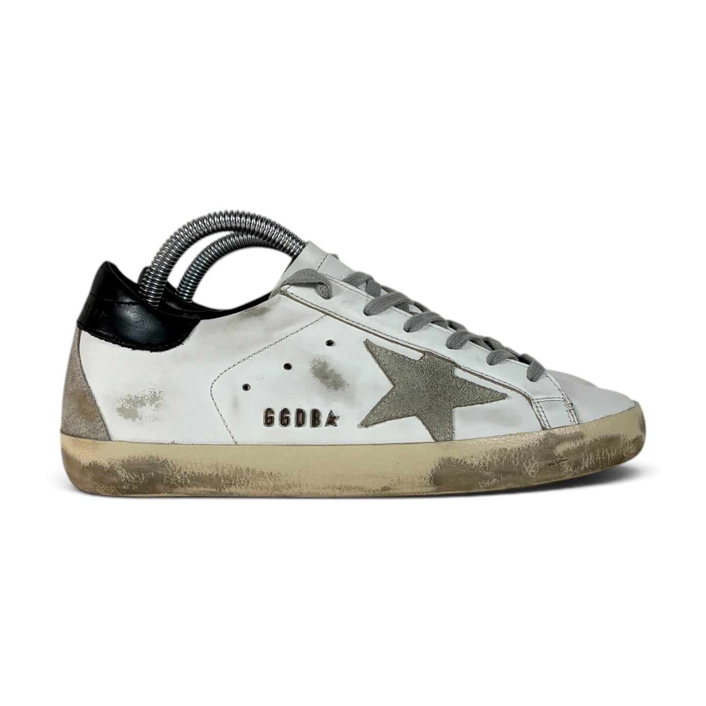Golden goose Superstar classiche bianche con stella grigia e talloncini neri 36