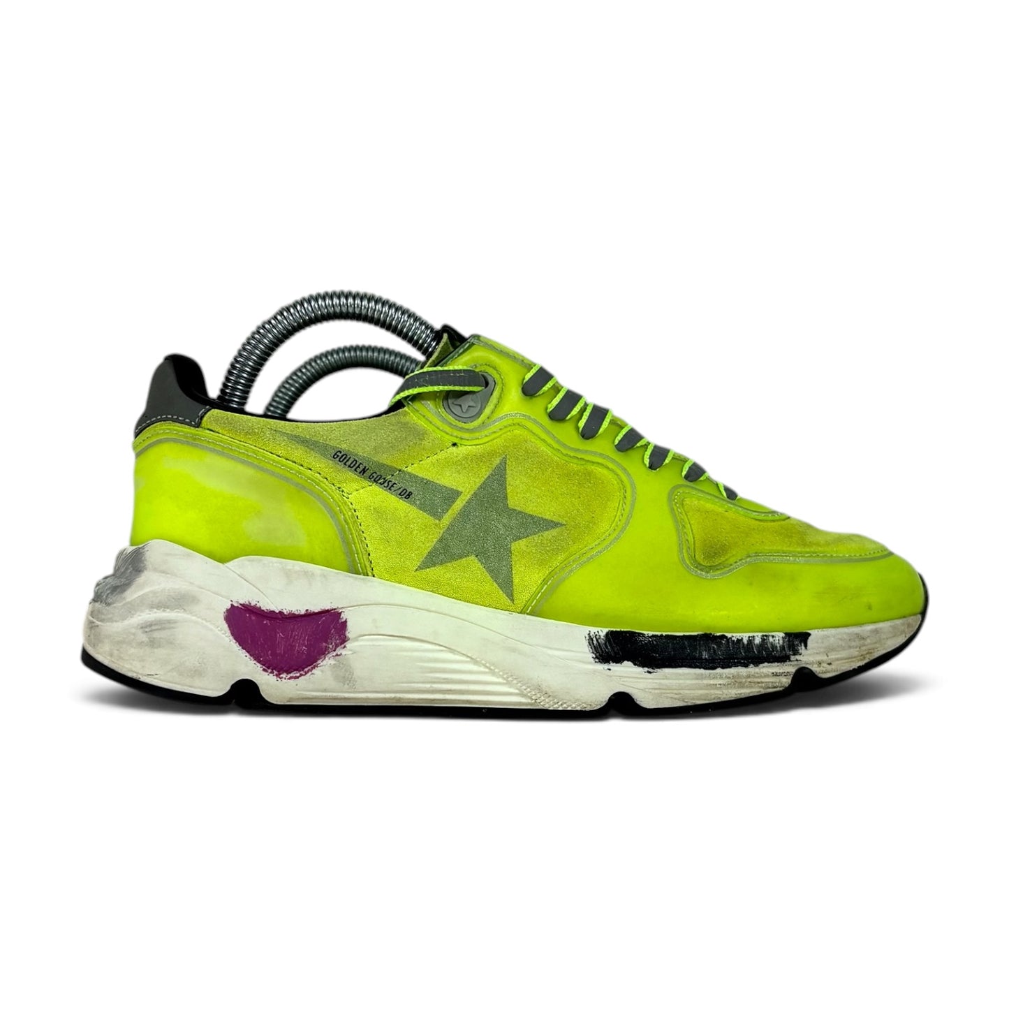 Golden goose Running Sole gialle tono su tono con stella argento e talloncini grigi 36
