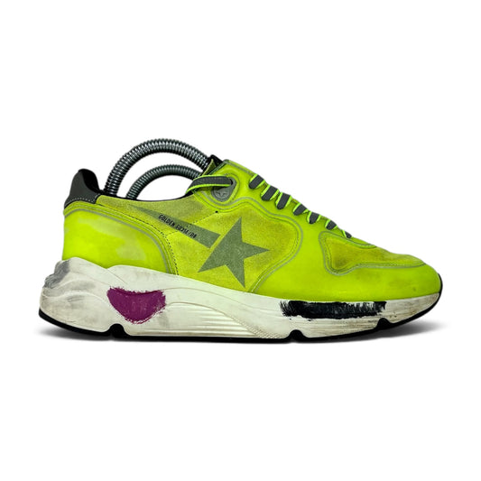Golden goose Running Sole gialle tono su tono con stella argento e talloncini grigi 36