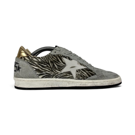 Golden goose Ballstar "zebrate" in cavallino con stella bianca e talloncini dorati 37