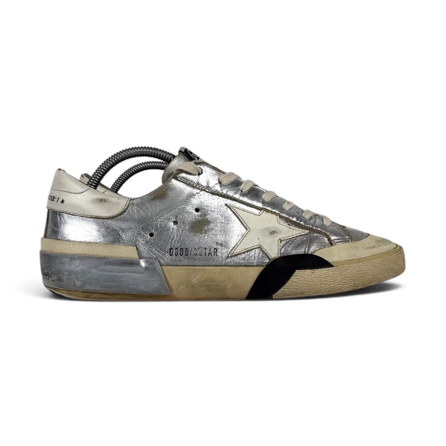 Golden goose Superstar-Penstar argento con stella e talloncini bianchi 41