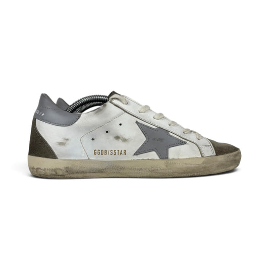 Golden goose Superstar bianche con stella e talloncini in grigio 37