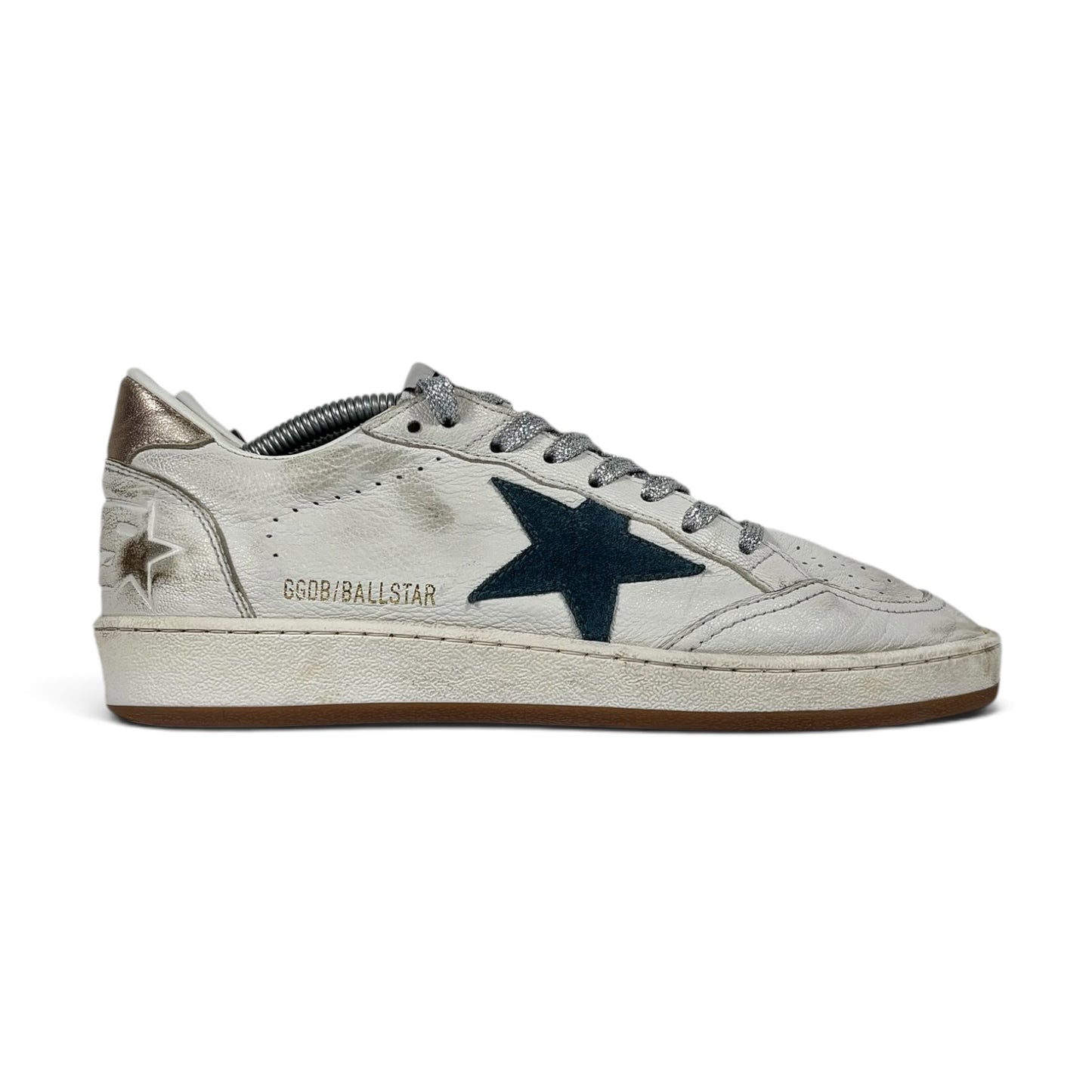 Golden goose Ballstar bianche con stella blu e talloncini dorati 37