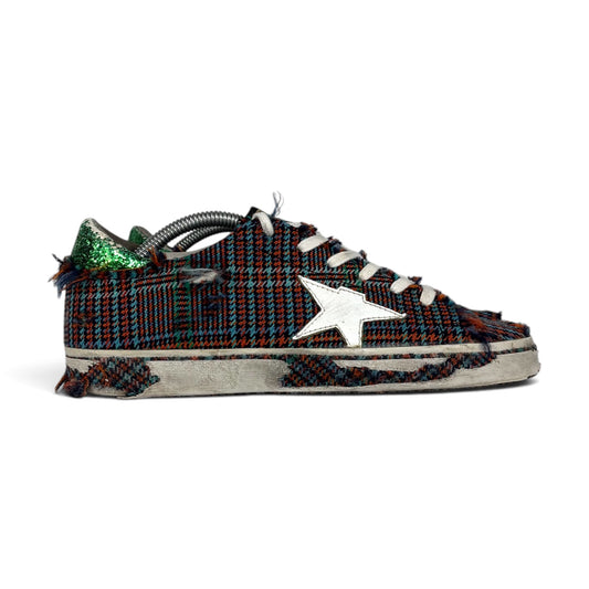 Golden goose Superstar blu/ rosso a Tartan con stella bianca 38