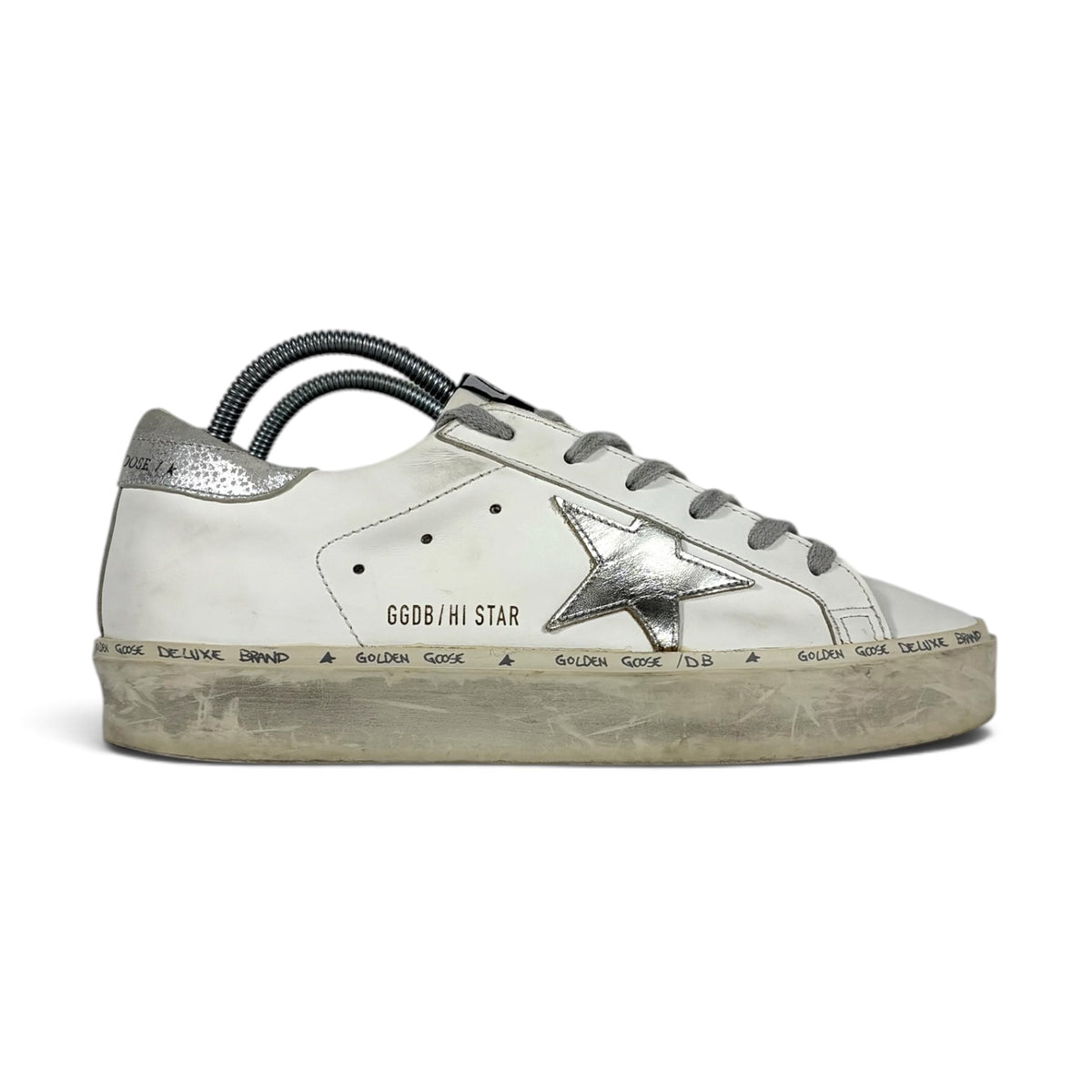 Golden goose Hi Star bianche con stella e talloncini argento 38