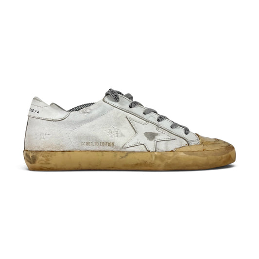 Golden goose Superstar LTD bianche in tela con punta e suola gialla 38