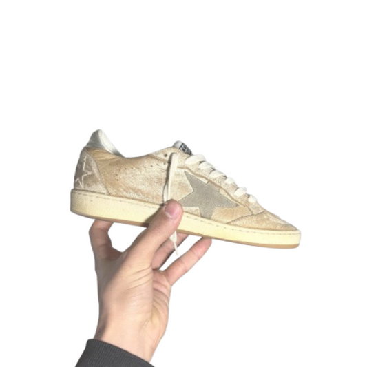 Golden goose Ballstar tallone effetto usato e tallone Argento 36